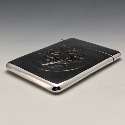 1906 British Antique Sterling Silver Art Nouveau Card Case 73g William M Hayes
